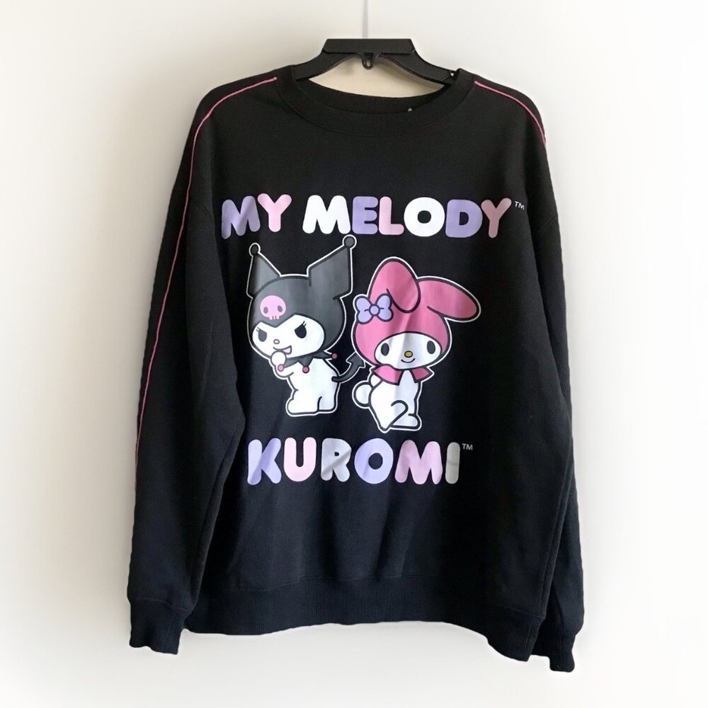 My Melody‎ Kuromi Sweatshirt Womens Large Black Crewneck Screenprint Sanrio